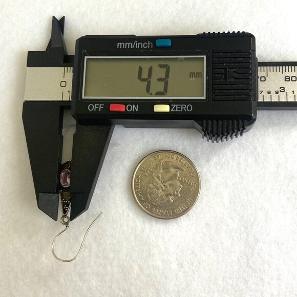 Sterling Silver 925 Oval Bezel Set Amethyst & Opalite Teardrop Dangle Earrings - Picture 15 of 16